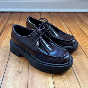 ZARA BURGUNDY OXBLOOD DERBY SHOES BROTHEL CREEPERS women’s US8